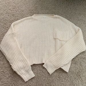 Knit Cropped Cream Sweater